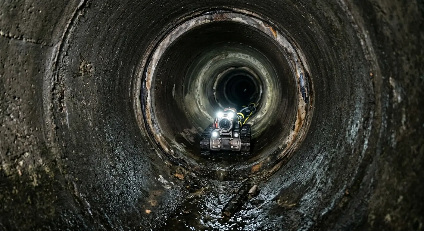 Robotic sewer camera inspecting pipe interior for Drain Snake Service in Spring Valley